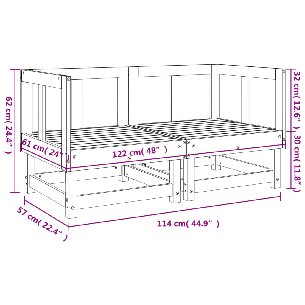 vidaXL Garden Corner Sofas 2 pcs Solid Wood Douglas