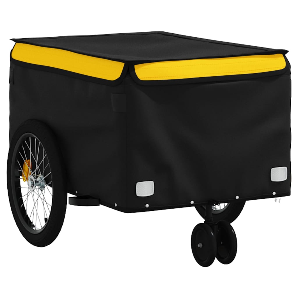 vidaXL Bike Trailer Black and Yellow 30 kg Iron