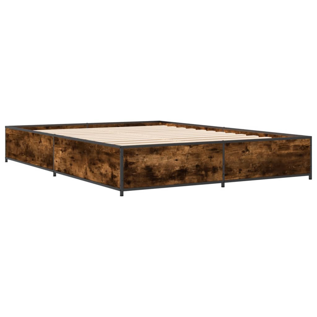 vidaXL Bed Frame without Mattress Smoked Oak 120x190 cm Small Double