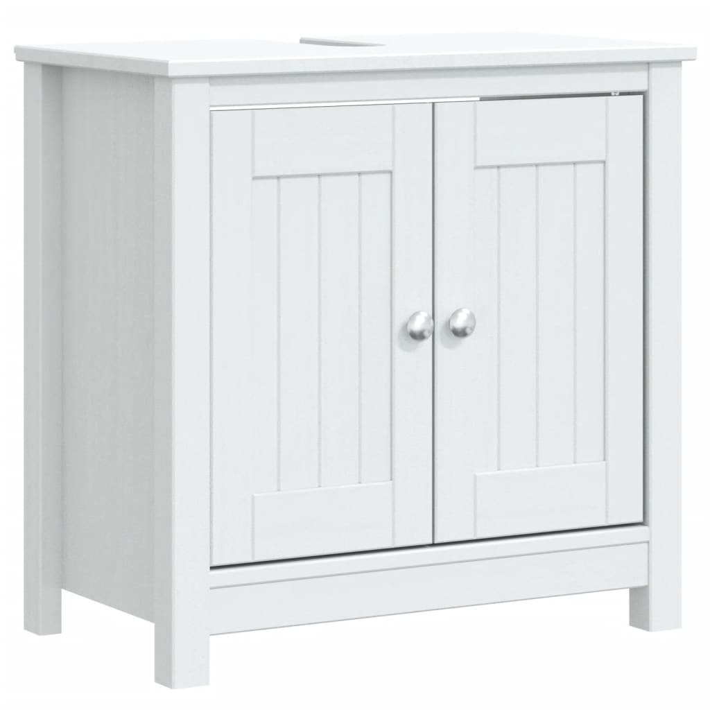 vidaXL 3 Piece Bathroom Furniture Set BERG White Solid Wood Pine