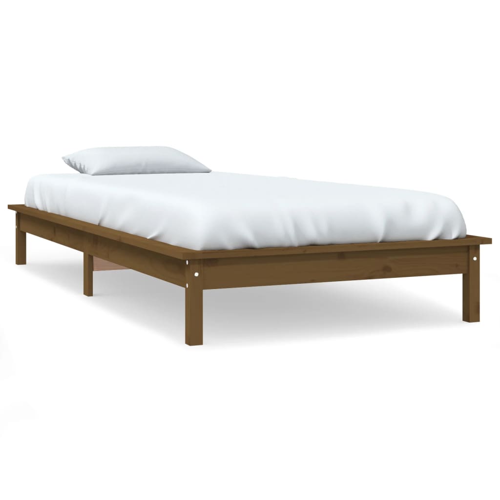 vidaXL Bed Frame without Mattress Honey Brown Single Solid Wood