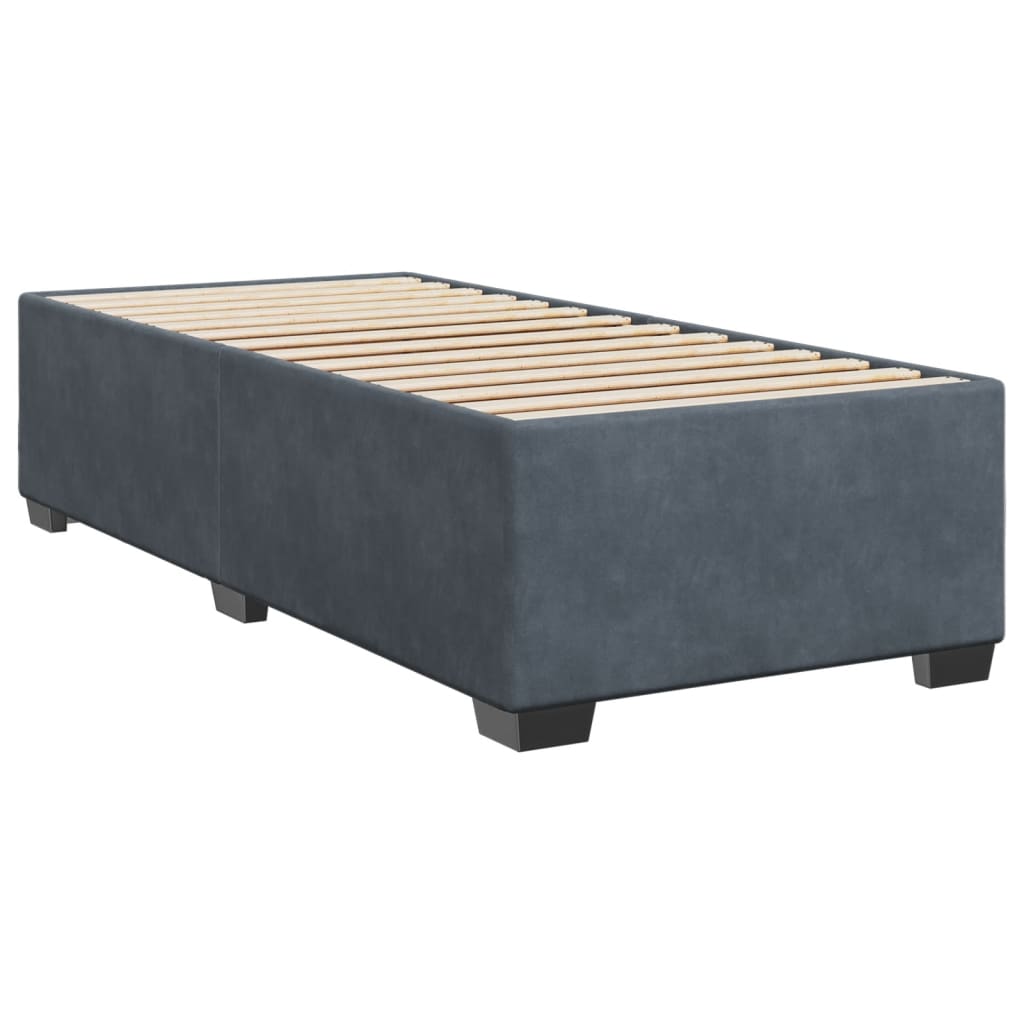 vidaXL Box Spring Bed with Mattress Dark Grey 90x190 cm Velvet