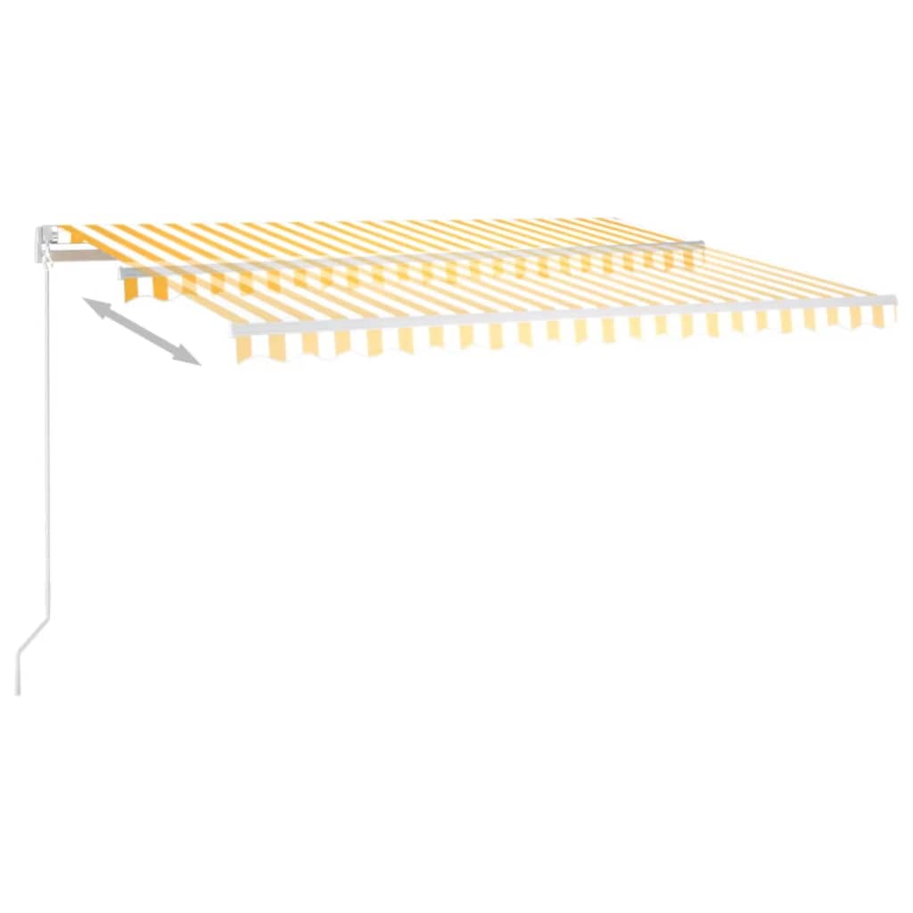 vidaXL Manual Retractable Awning with LED 400x350 cm Yellow and White