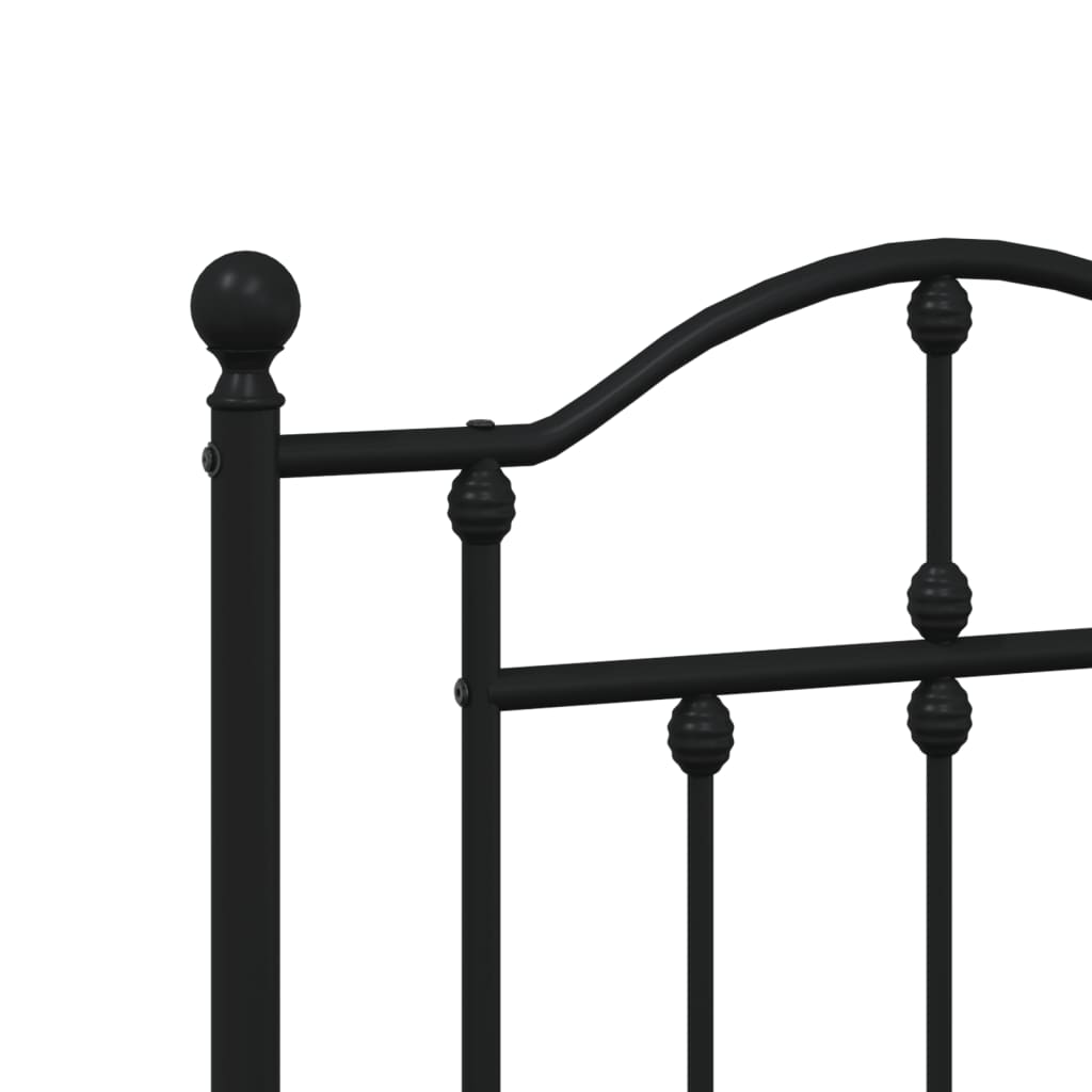 vidaXL Metal Bed Frame without Mattress with Headboard Black 183x213 cm