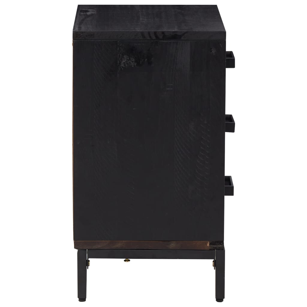 vidaXL Bedside Cabinet Black 36x30x54 cm Solid Pinewood