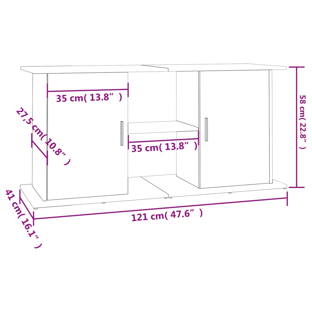 vidaXL Aquarium Stand Brown Oak 121x41x58 cm Engineered Wood