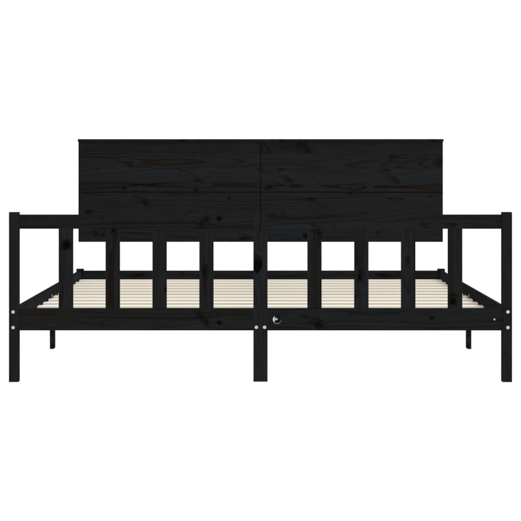 vidaXL Bed Frame without Mattress Black Super King Size Solid Wood Pine