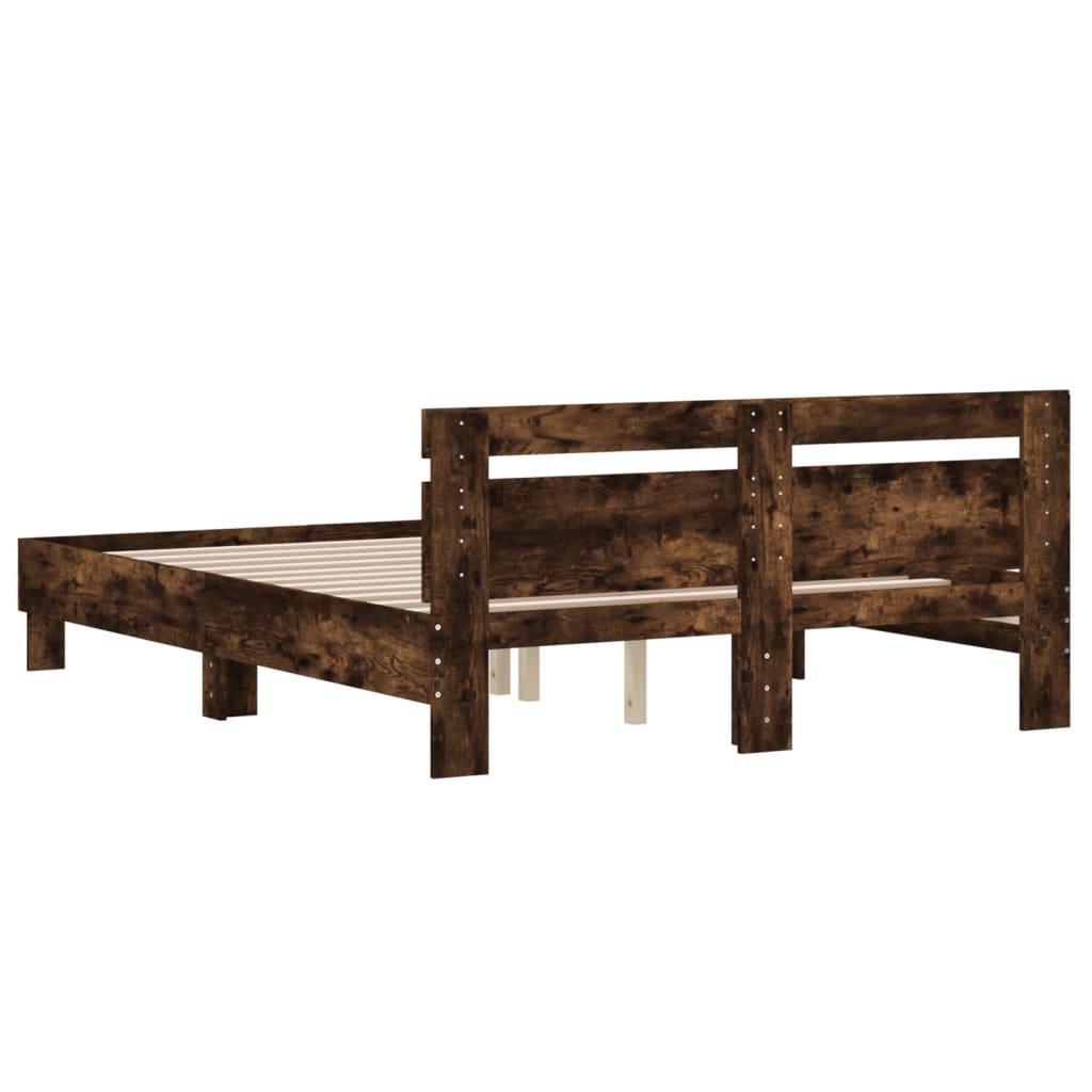 vidaXL Bed Frame without Mattress Smoked Oak 150x200 cm King Size