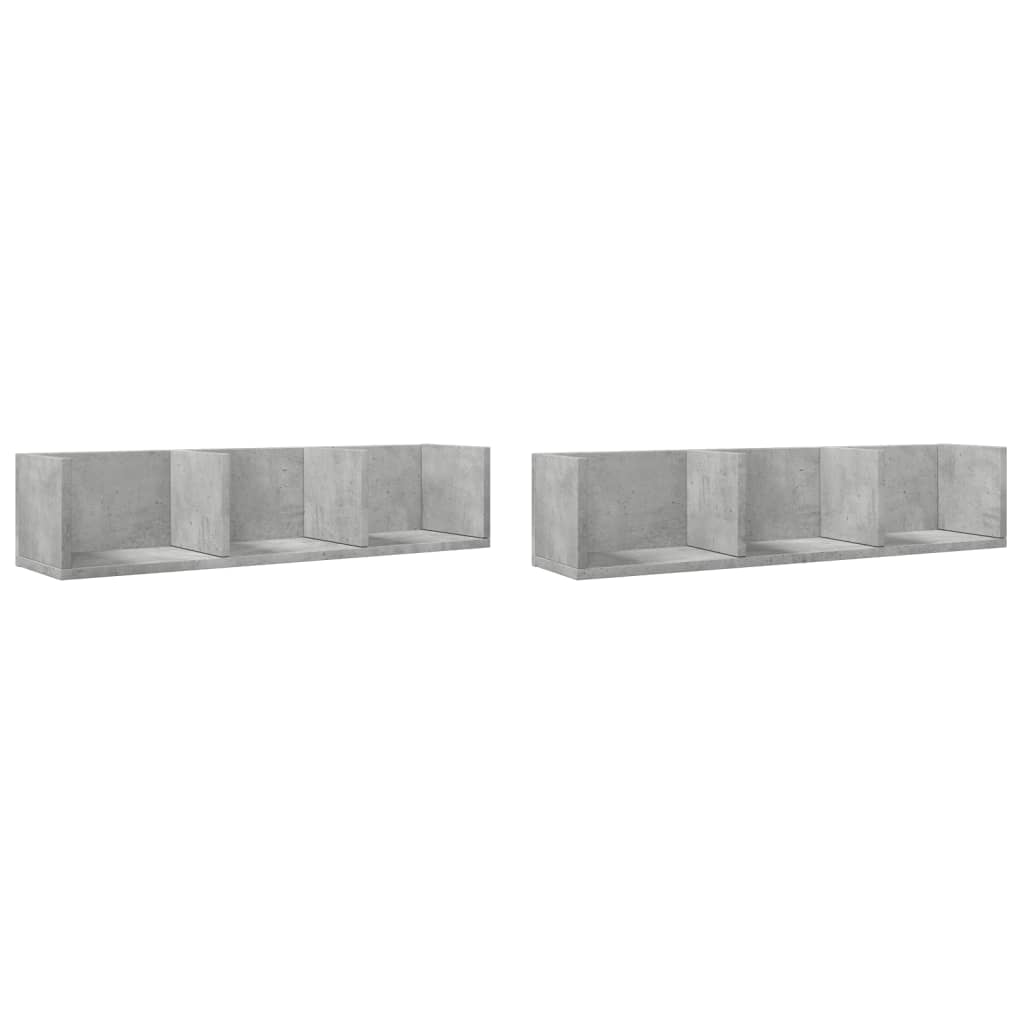 vidaXL Wall Cabinets 2 pcs Concrete Grey 75x18x16.5 cm Engineered Wood