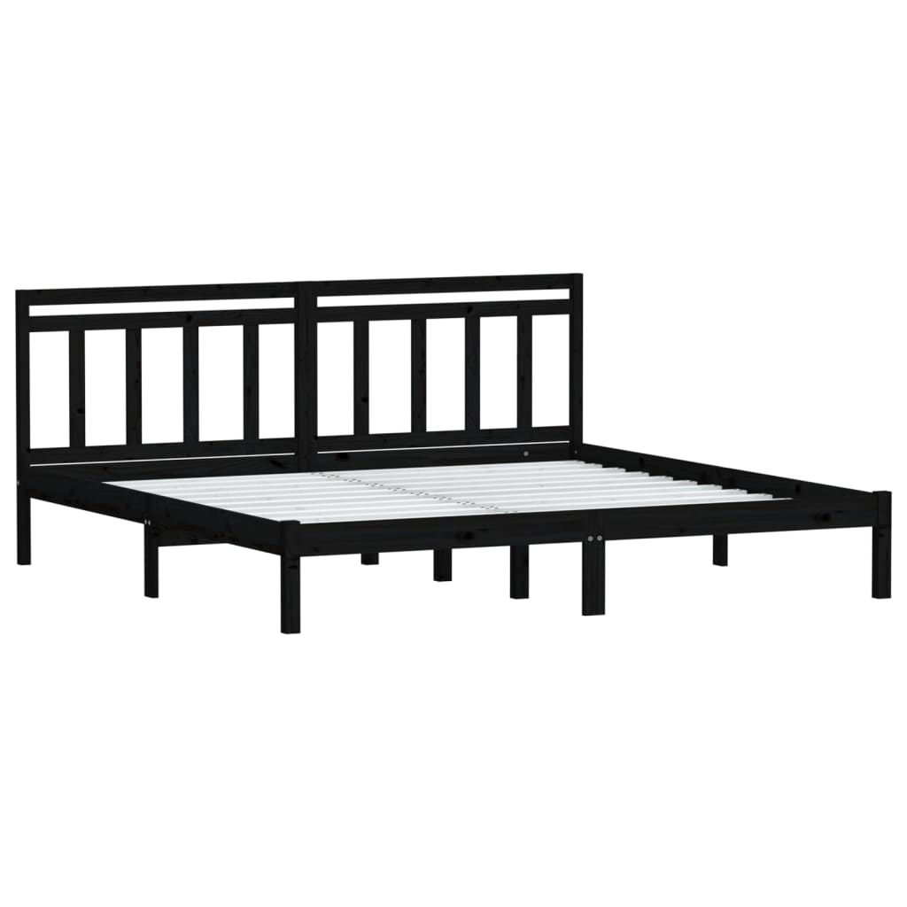 vidaXL Bed Frame without Mattress Black Super King Solid Wood