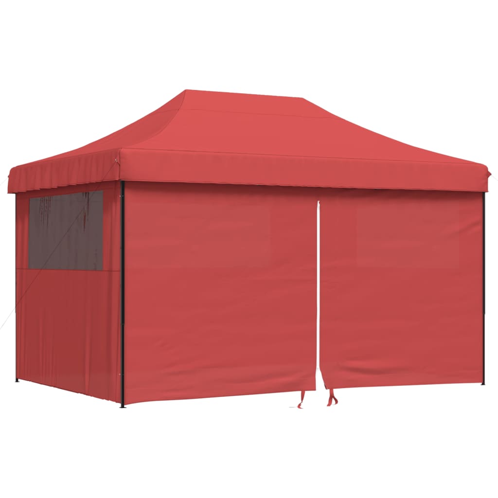 vidaXL Foldable Party Tent Pop-Up with 4 Sidewalls Burgundy