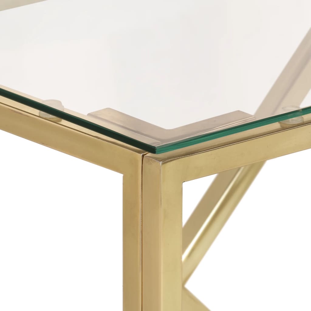 vidaXL Console Table Gold Stainless Steel and Tempered Glass