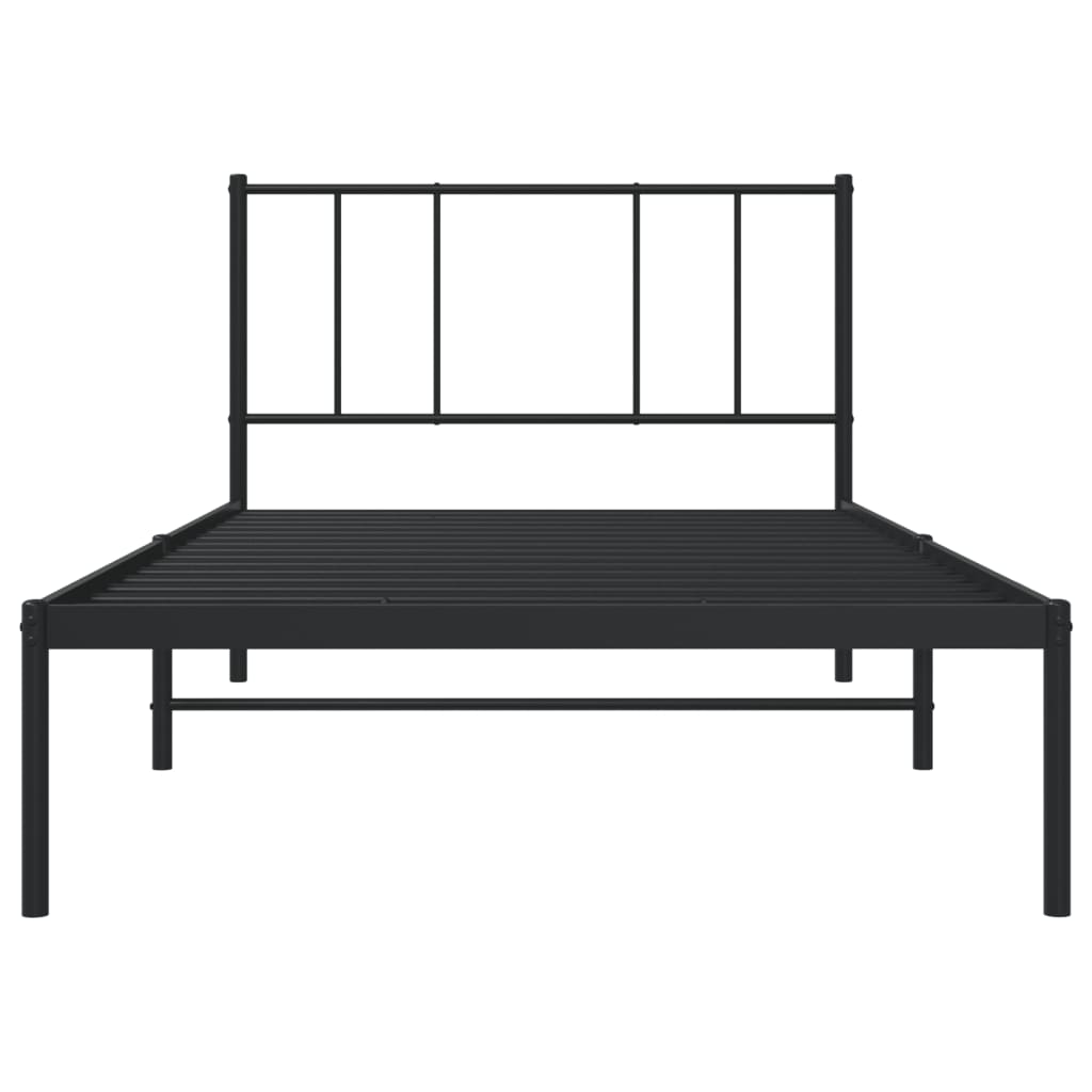 vidaXL Metal Bed Frame without Mattress with Headboard Black 90x200 cm