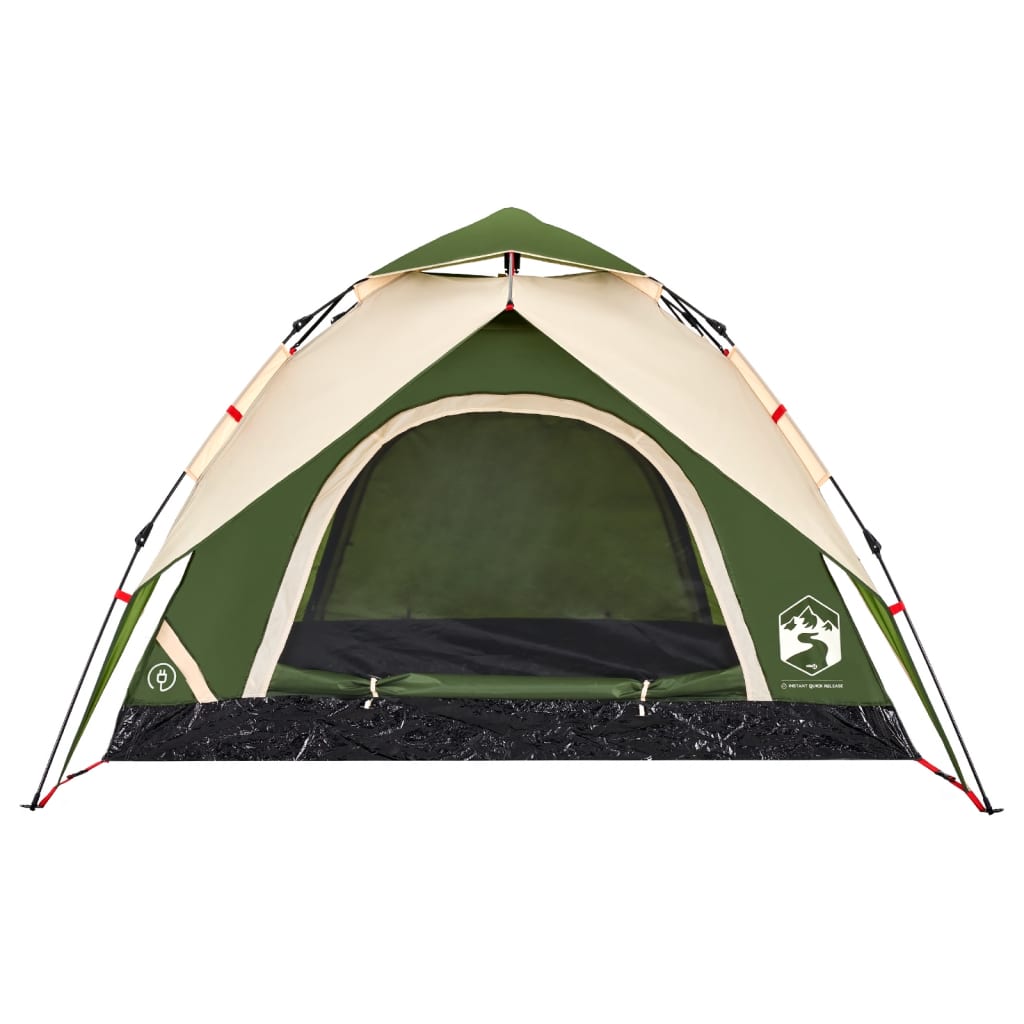 vidaXL Camping Tent Dome 3-Person Green Quick Release