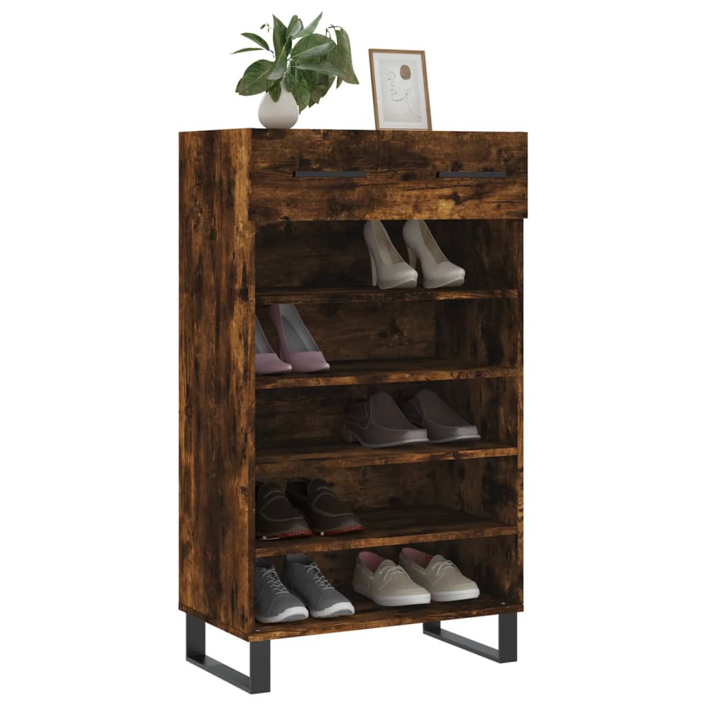 vidaXL Shoe Cabinet Smoked Oak 60x35x105 cm Engineered Wood