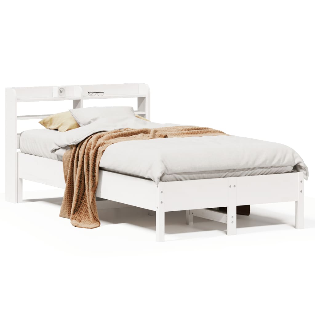 vidaXL Bed Frame without Mattress White 75x190 cm Small Single Solid Wood Pine