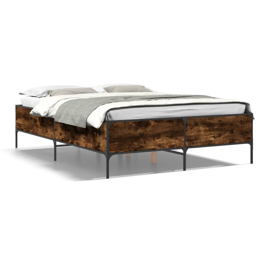 vidaXL Bed Frame without Mattress Smoked Oak 150x200 cm King Size