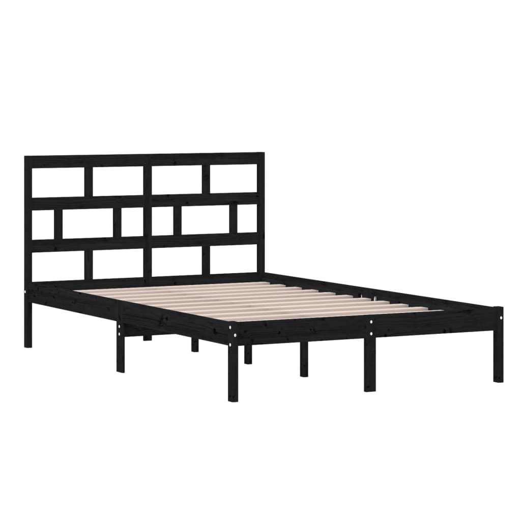 vidaXL Bed Frame without Mattress Black Solid Wood 120x200 cm (810016+814188)