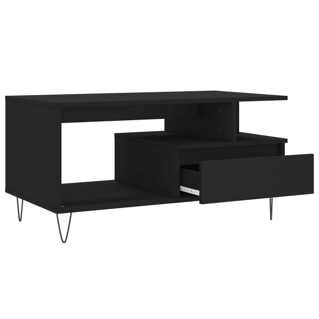 vidaXL Coffee Table Black 90x49x45 cm Engineered Wood