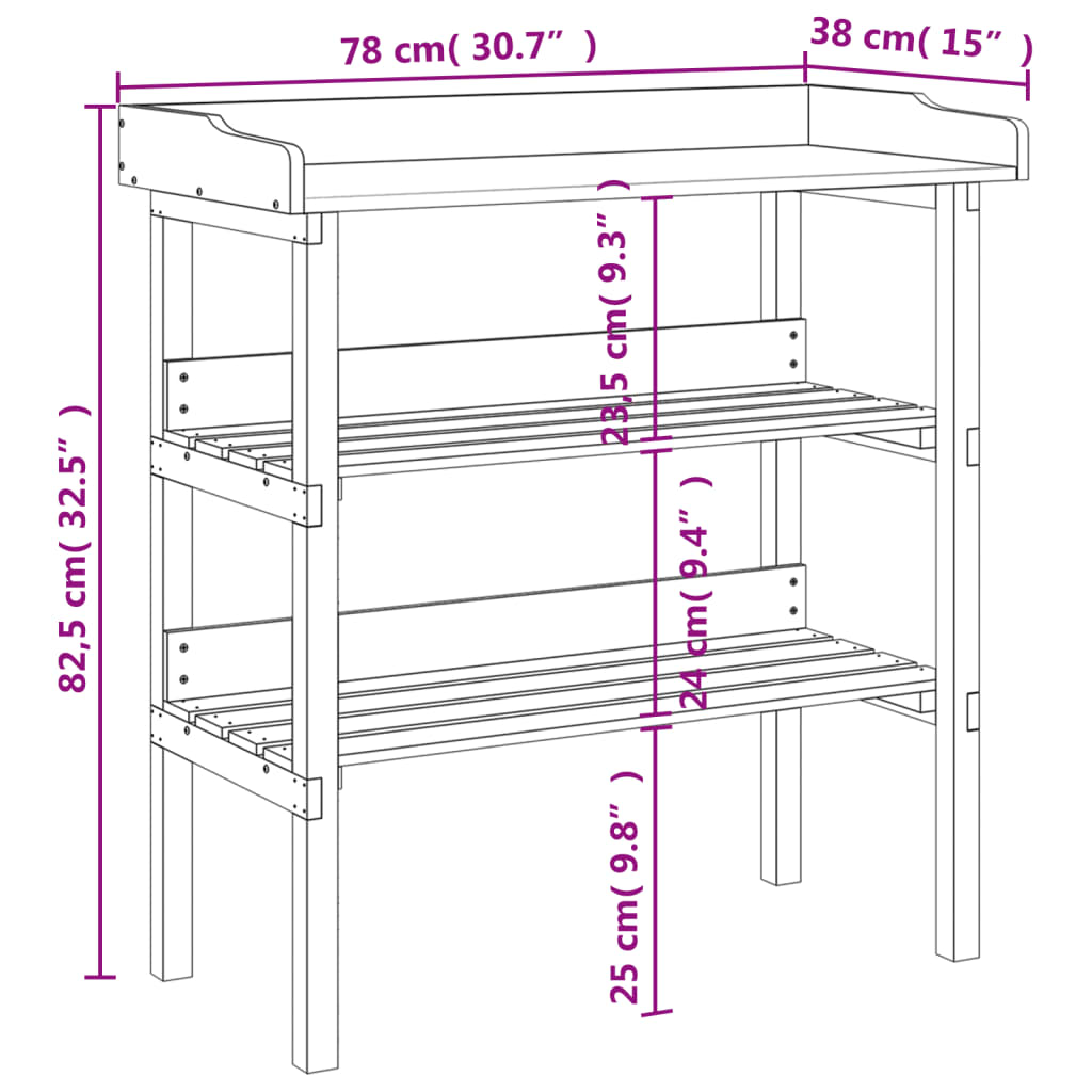 vidaXL Plant Table with Shelves Grey 78x38x82.5 cm Solid Wood Fir