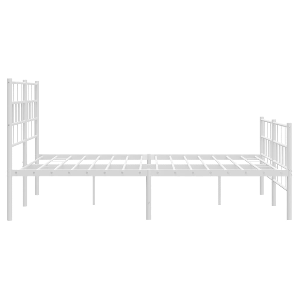 vidaXL Metal Bed Frame without Mattress with Footboard White 135x190 cm Double