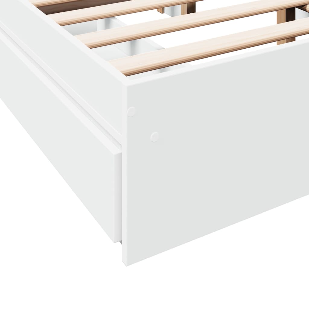 vidaXL Bed Frame with Drawers without Mattress White 135x190 cm Double