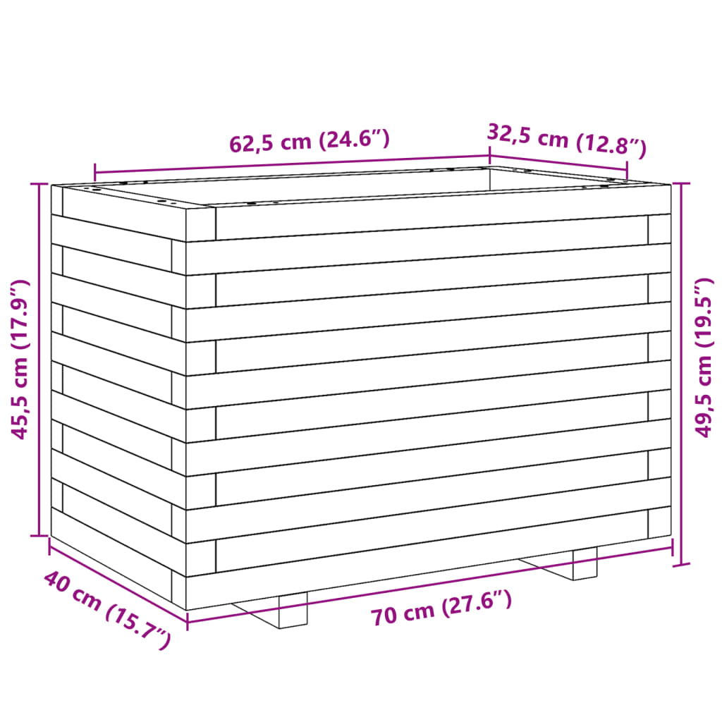 vidaXL Garden Planter 70x40x49.5 cm Solid Wood Pine