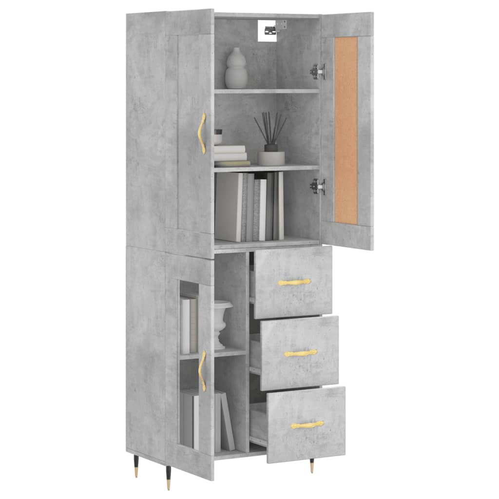 vidaXL Highboard Concrete Grey 69.5x34x180 cm Engineered Wood