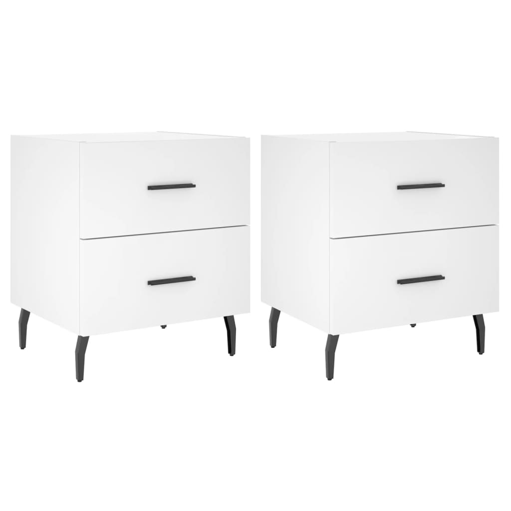 vidaXL Bedside Cabinets 2 pcs White 40x35x47.5 cm Engineered Wood