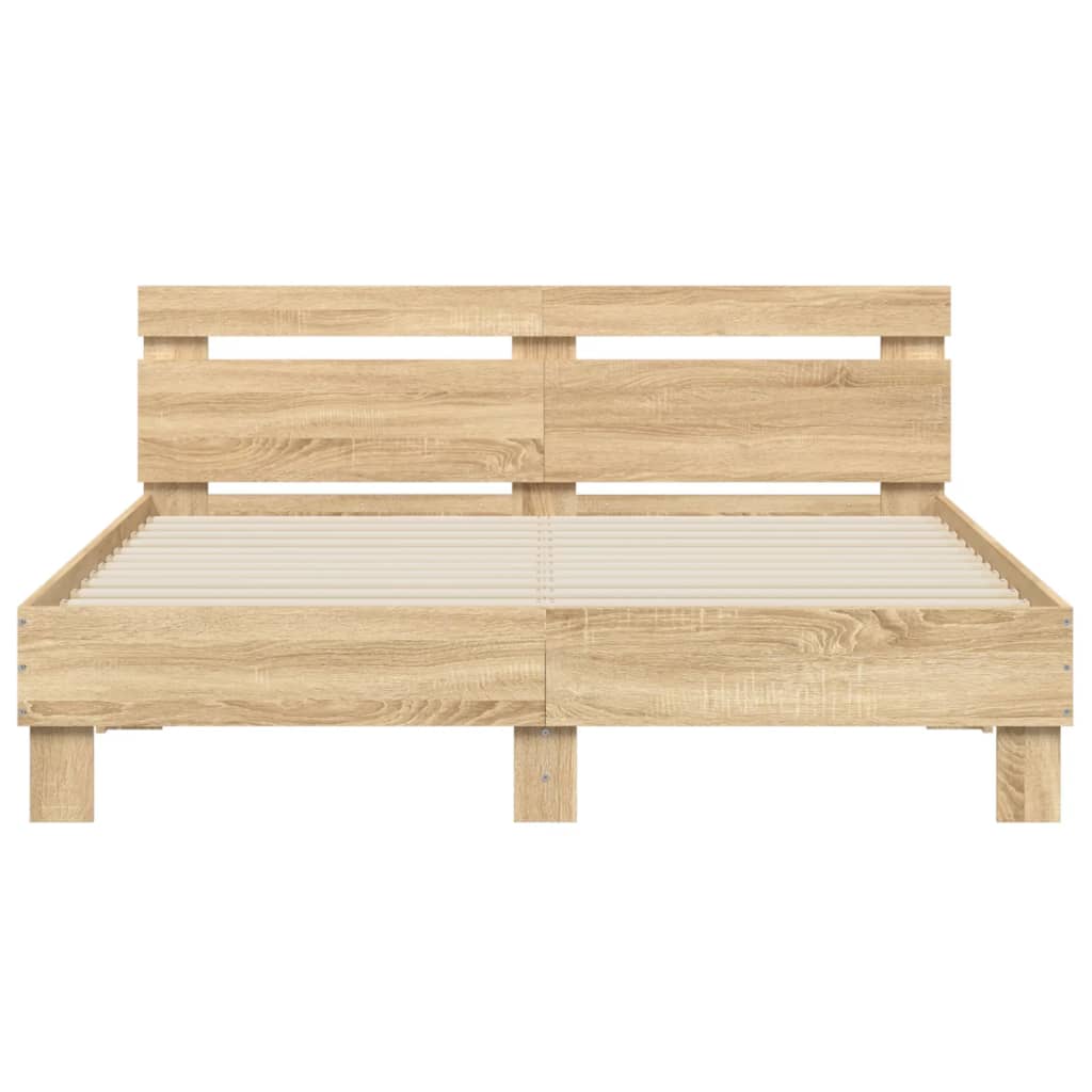 vidaXL Bed Frame with LED without Mattress Sonoma Oak 140x200 cm