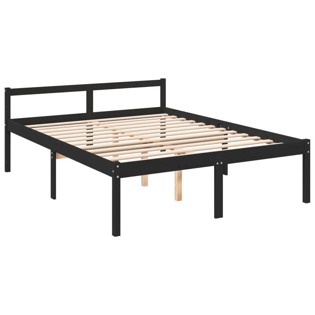 vidaXL Senior Bed without Mattress Black King Size Solid Wood