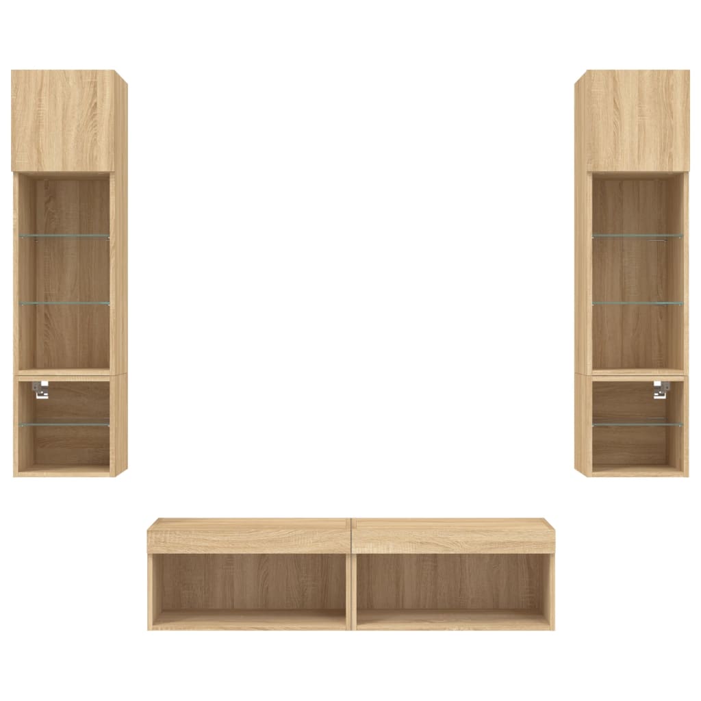 vidaXL 6 Piece TV Wall Units with LED Sonoma Oak Engineered Wood