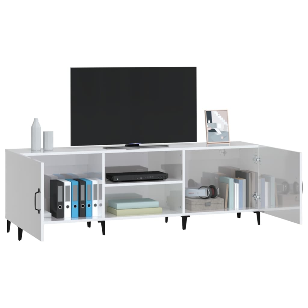 vidaXL TV Cabinet High Gloss White 150x30x50 cm Engineered Wood