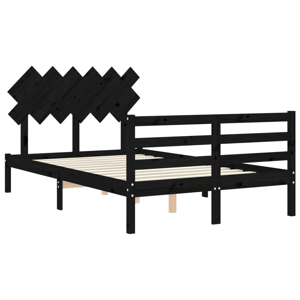 vidaXL Bed Frame without Mattress Black 120x200 cm Solid Wood