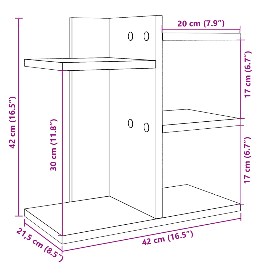 vidaXL Desk Organiser Black 42x21.5x42 cm Engineered wood