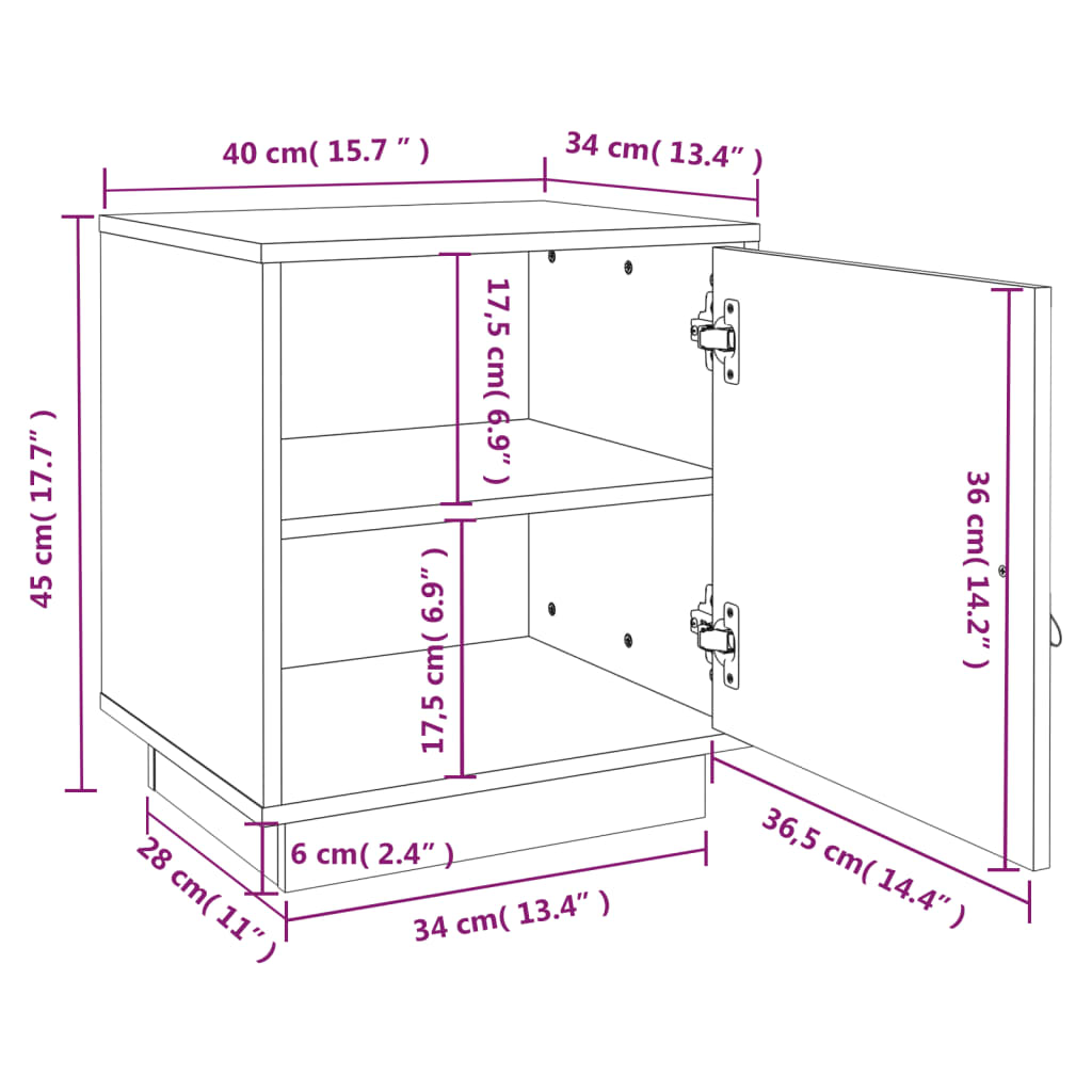 vidaXL Bedside Cabinets 2 pcs Grey 40x34x45 cm Solid Wood Pine