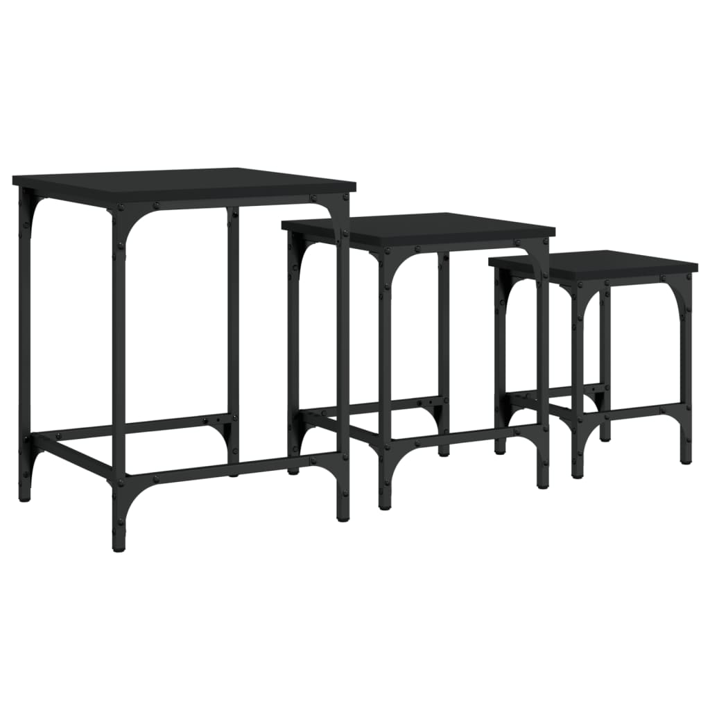 vidaXL Nesting Coffee Tables 3 pcs Black Engineered Wood