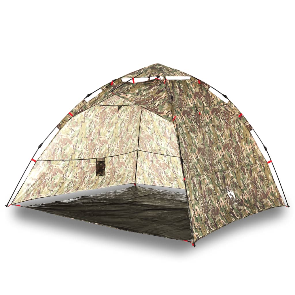 vidaXL Fishing Tent 4-Person Camouflage Quick Release