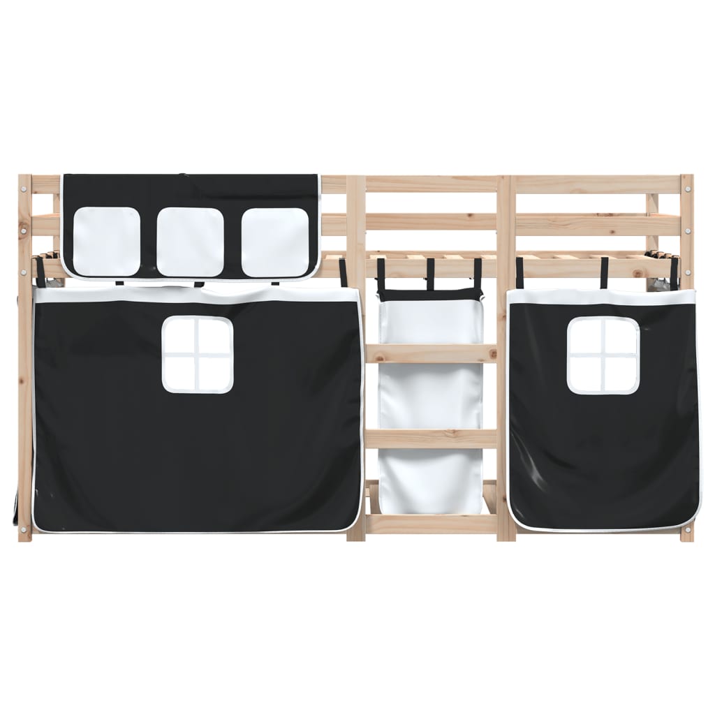 vidaXL Bunk Bed without Mattress White&Black 75x190 cm Small Single Solid Wood Pine