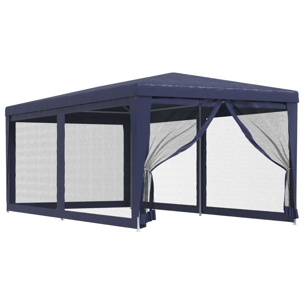 vidaXL Party Tent with 6 Mesh Sidewalls Blue 3x6 m HDPE