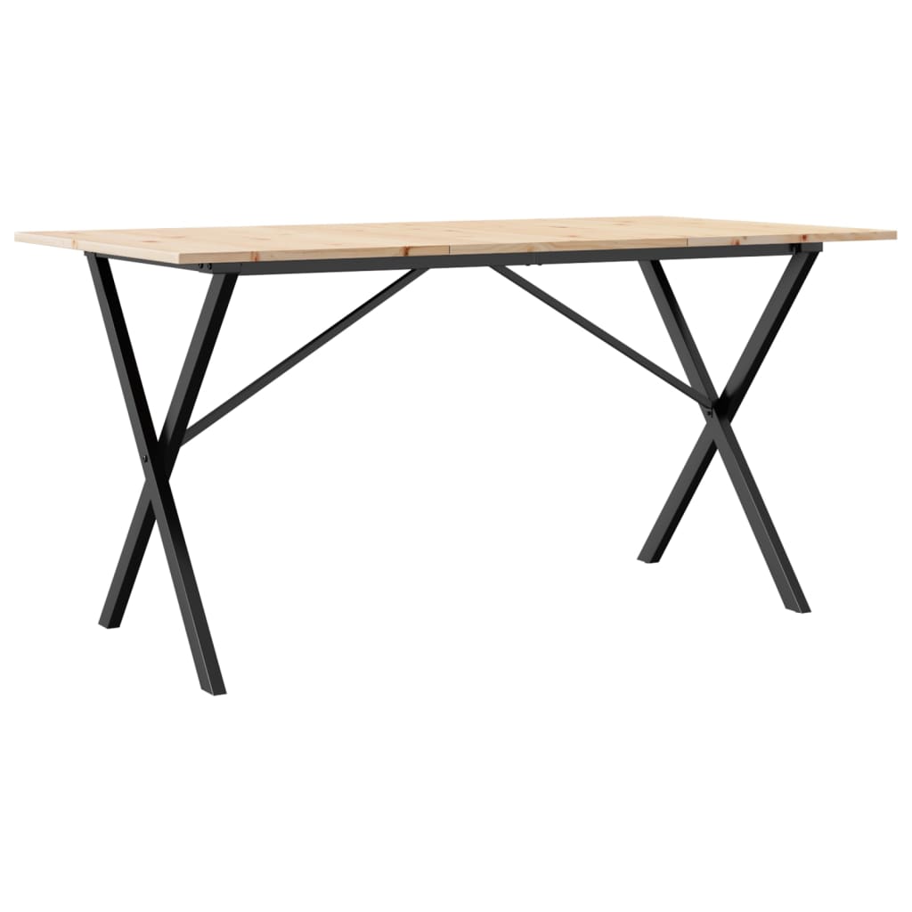 vidaXL Dining Table X-Frame 160x80x75 cm Solid Wood Pine and Cast Iron