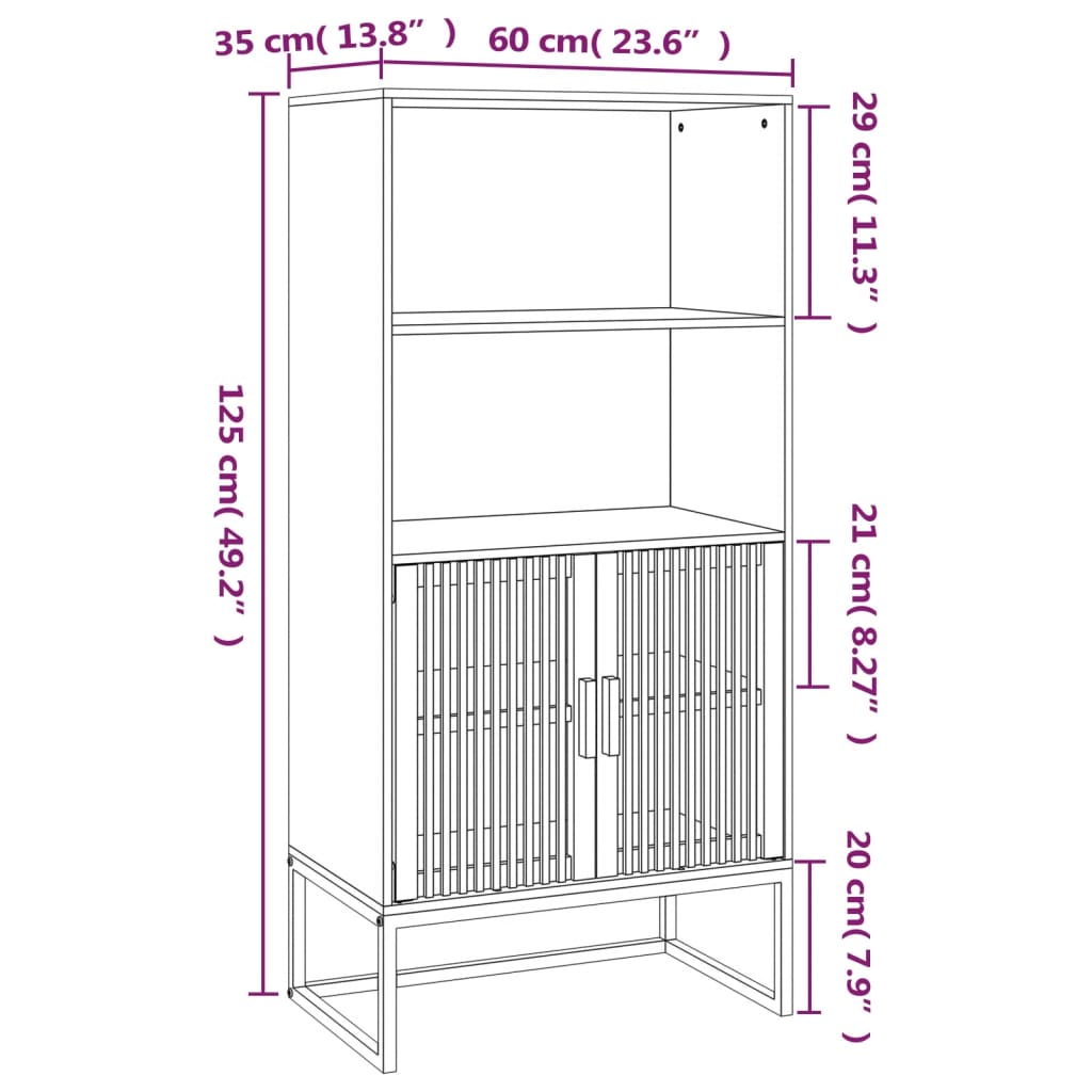 vidaXL Highboard White 60x35x125 cm Engineered Wood