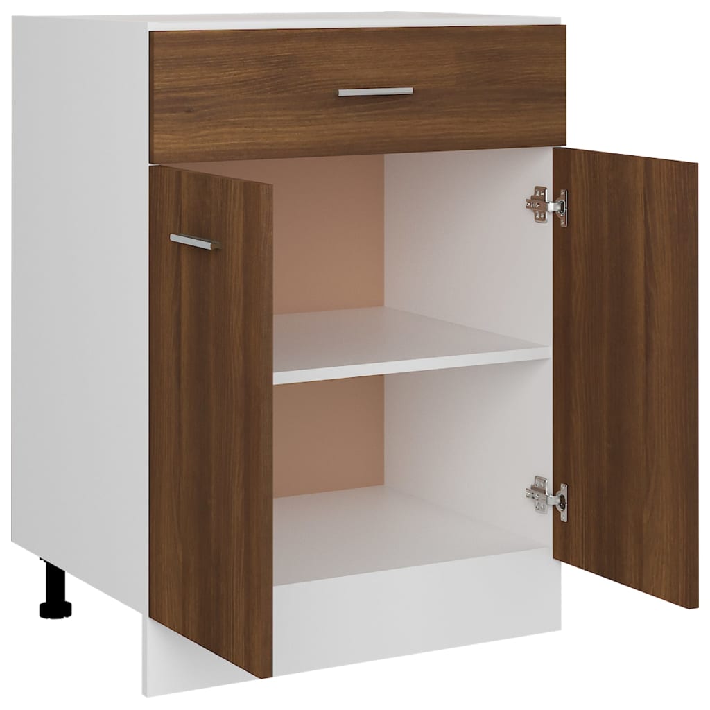 vidaXL Drawer Bottom Cabinet Brown Oak 60x46x81.5 cm Engineered Wood