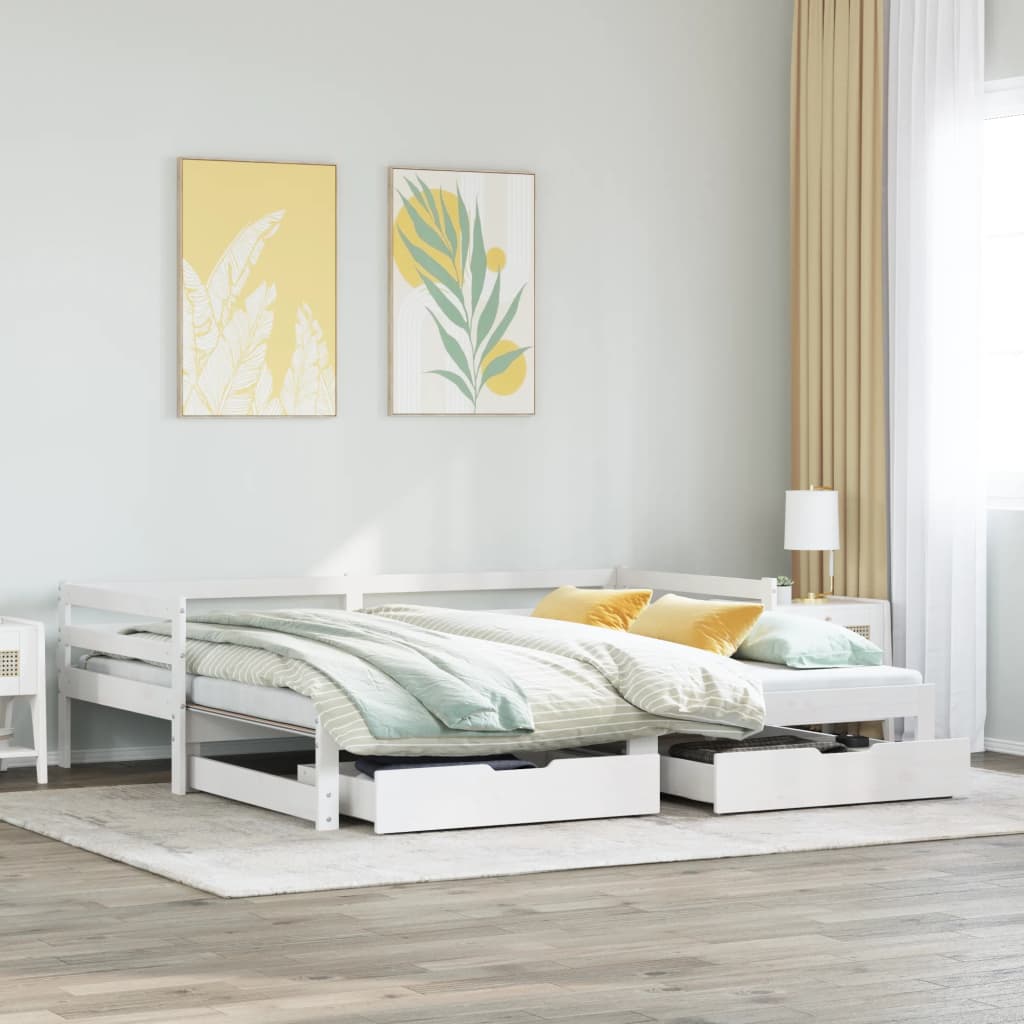 vidaXL Daybed with Trundle and Drawers without Mattress White 80x200 cm