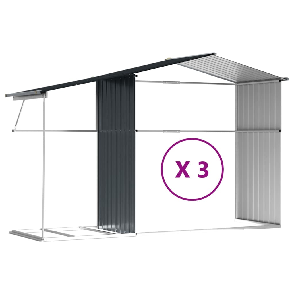 vidaXL Garden Shed Anthracite 277x365.5x179 cm Galvanised Steel