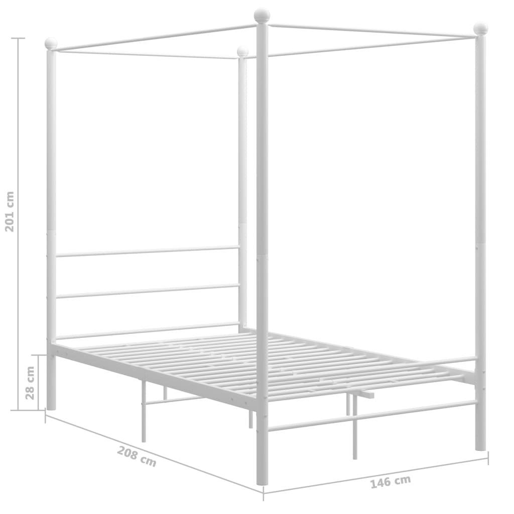 vidaXL Bed Frame with Canopy without Mattress White 140x200 cm Metal