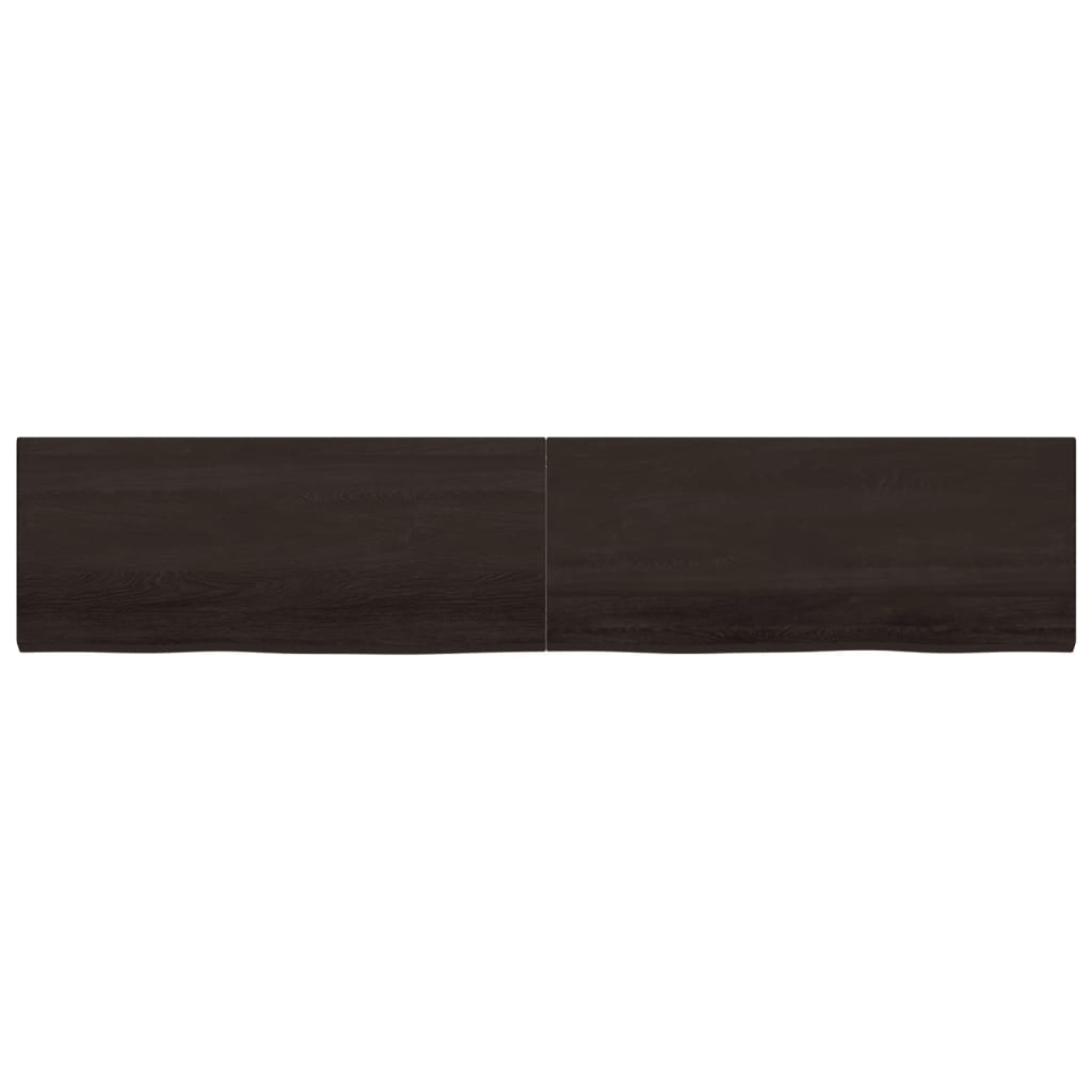 vidaXL Wall Shelf Dark Brown 200x40x(2-4) cm Treated Solid Wood Oak