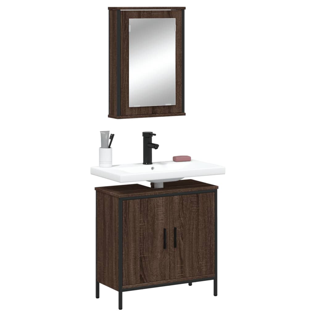 vidaXL 2 Piece Bathroom Furniture Set Brown Oak Engineered Wood