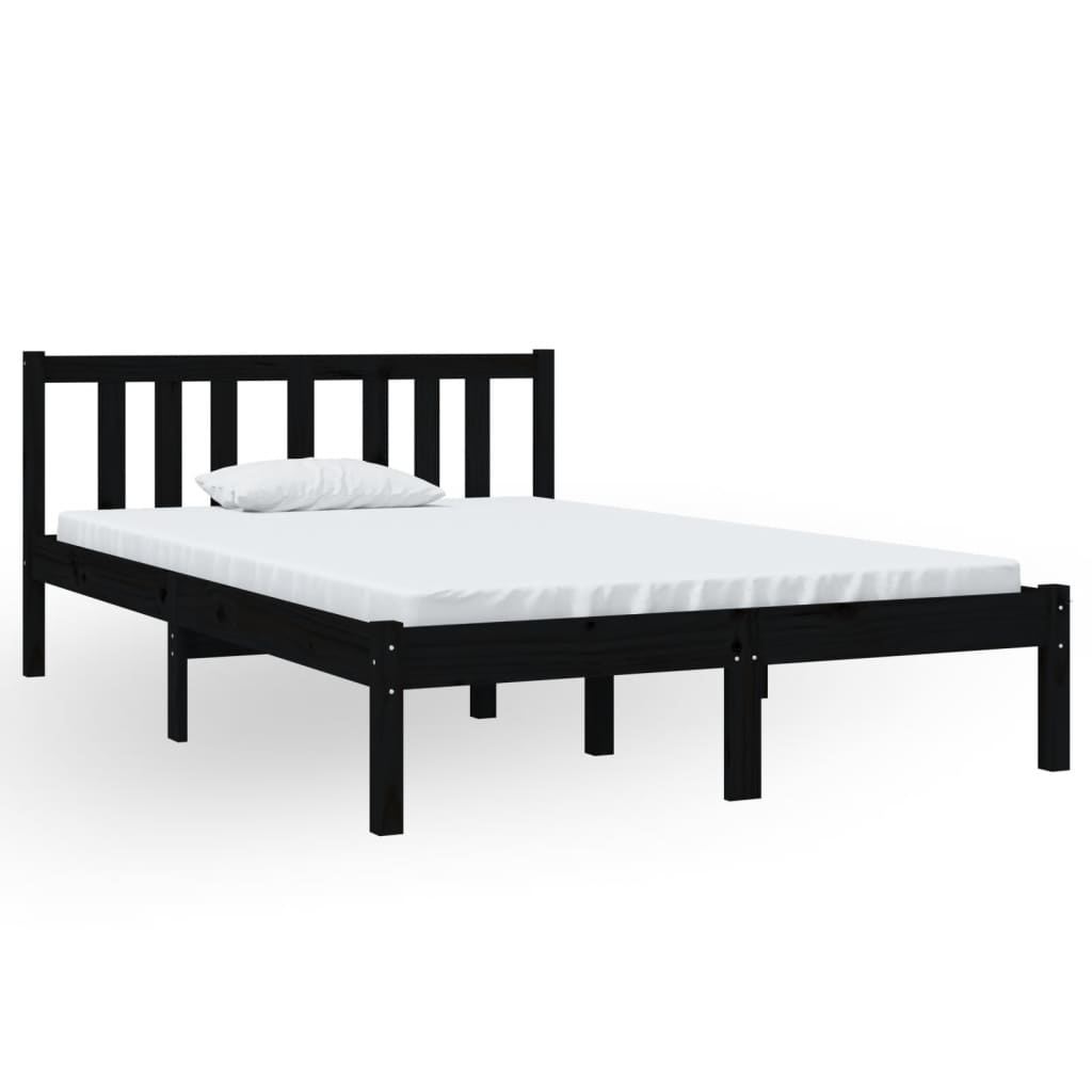 vidaXL Bed Frame without Mattress Black Solid Wood 120x190 cm Small Double