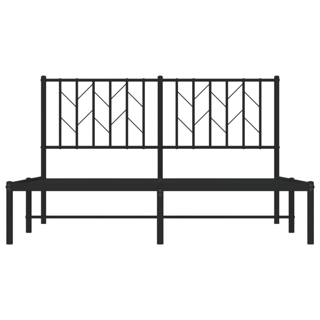 vidaXL Metal Bed Frame without Mattress with Headboard Black 140x200 cm